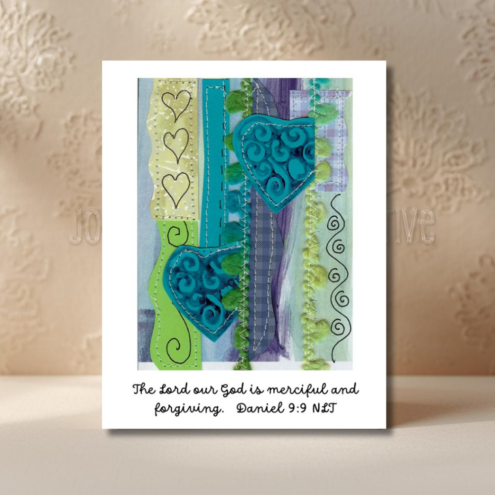 Blue Green Collage Scripture Notecards (Set of 4)