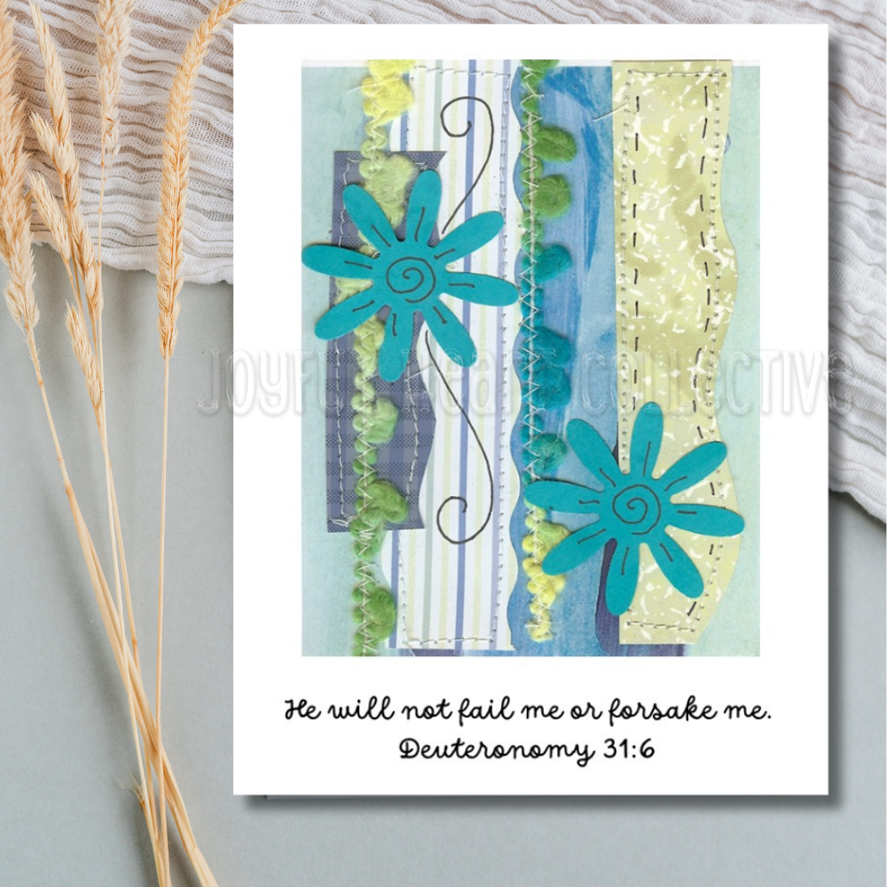 Blue Green Collage Scripture Notecards (Set of 4)