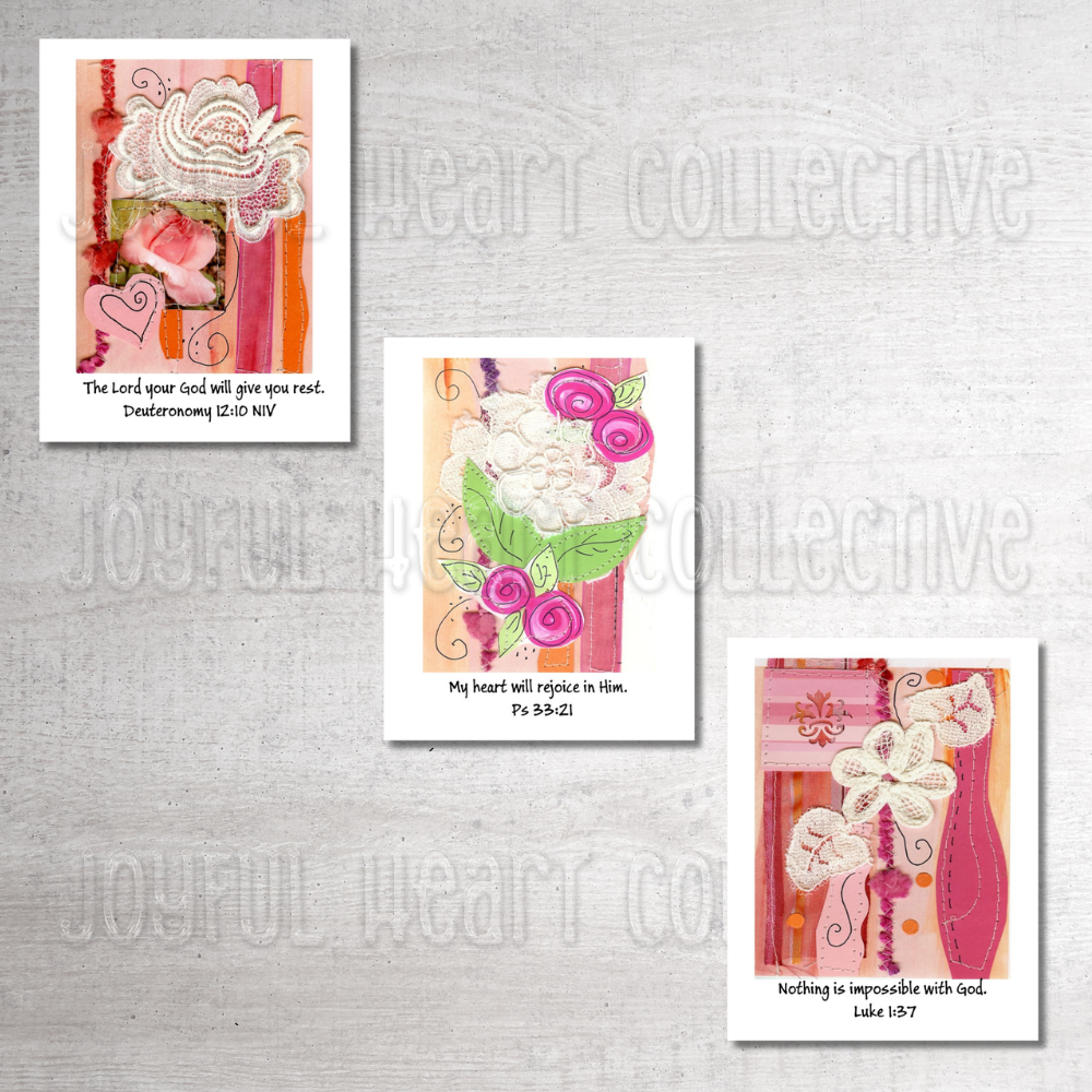 Pink Collage Scripture Notecards (Set of 3)