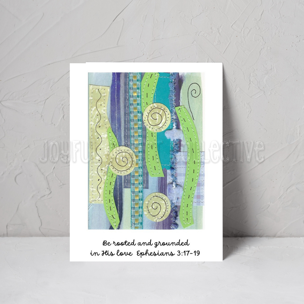 Blue Green Collage Scripture Notecards (Set of 4)