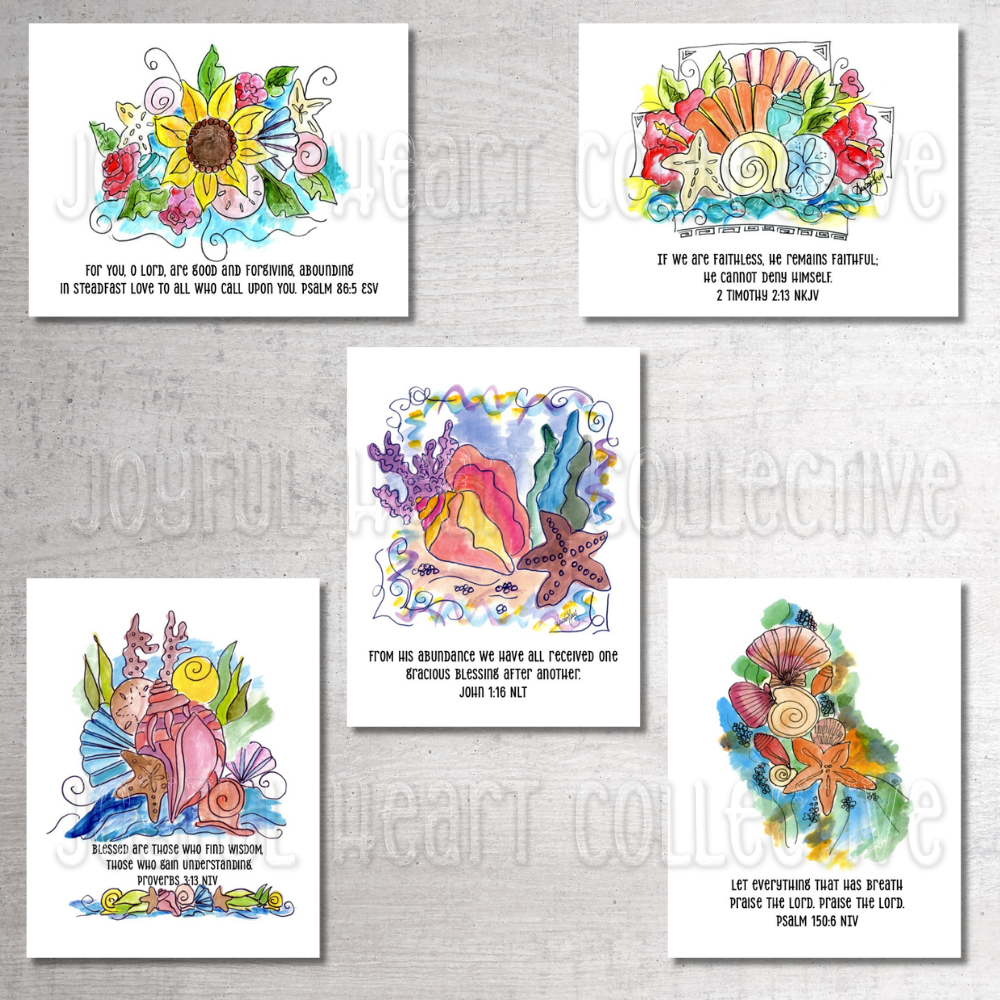 Sea Shell Collection Scripture Notecards (Set of 4)