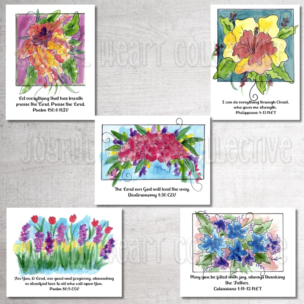 Fanciful Floral Scripture Notecards (Set of 6)